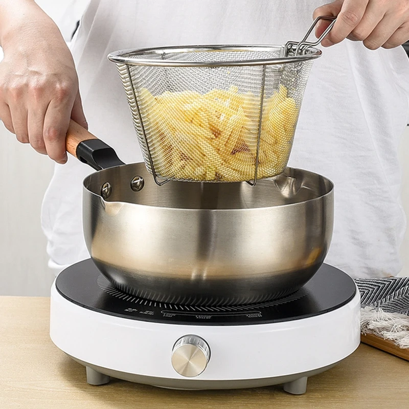 Круглая корзина для жарки фритюрницы из проволочной сетки с французской