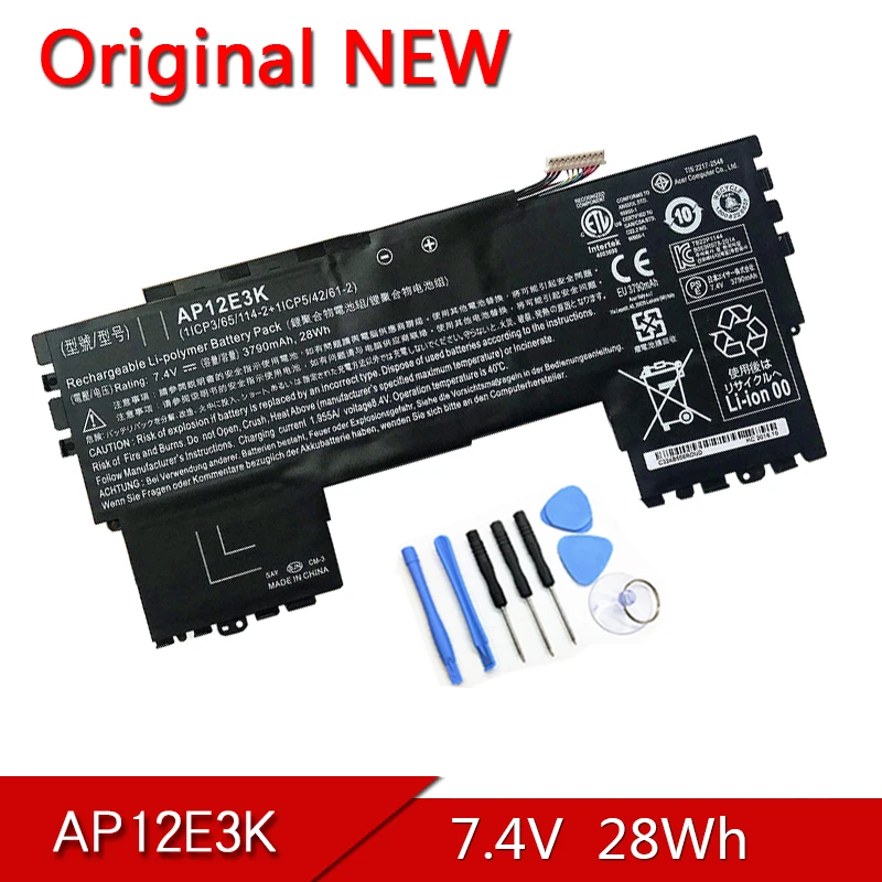 

AP12E3K NEW Original Laptop Battery For ACER Aspire S7 S7-191 Ultrabook 11" 7.4V 28Wh Batteries