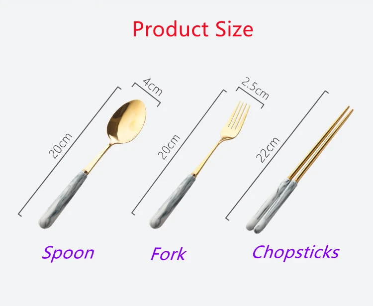 

Ceramic Handle Golden Tableware Set Stainless Steel Fork Spoon Chopsticks Dinnerware Set Portable Travel Cutlery Set