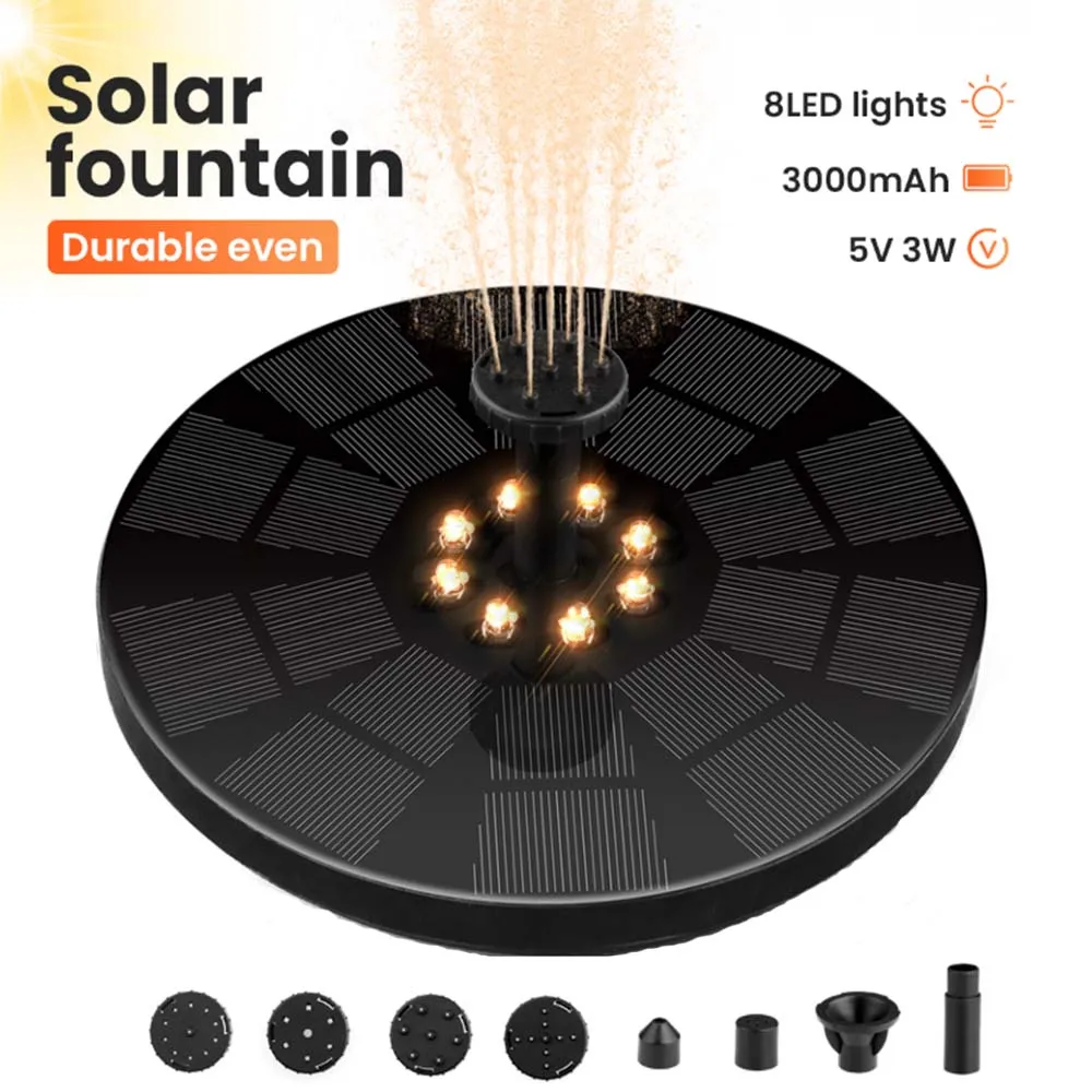 

Solar Water Fountain Outdoor Bird Bath Solar Powered Floating Pump Lights Solar Waterfall Fountain Floating for Pool Pond Garden