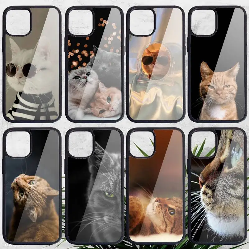 

Cute Cat Phone Case PC for iPhone 11 12 pro XS MAX 8 7 6 6S Plus X 5S SE 2020 XR