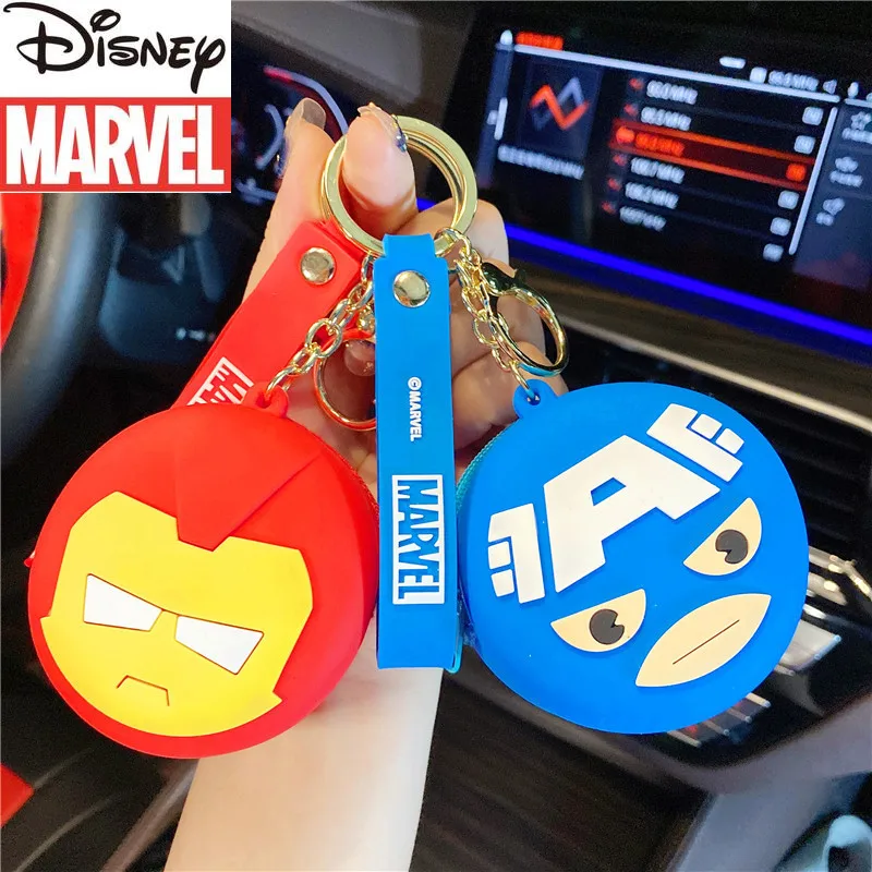 

Disney Marvel Cartoon Iron Man Children's Coin Purse Car Keychain Ornaments Mini Portable Headphone Cable Data Cable Storage Bag