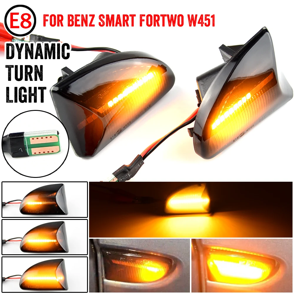 

2pcs LED Dynamic Side Marker Fender Light Turn Signal Light For Mercedes Benz Smart Fortwo W451Coupe Cabrio Amber Turn Lamp