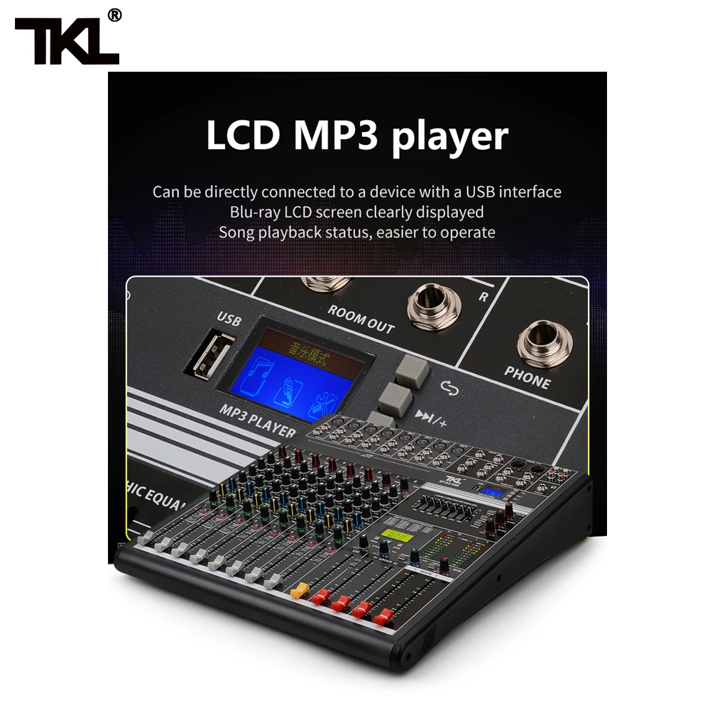 TKL 16 каналов звук DJ микшер Bluetooth USB Запись воспроизведения mp3 48 В фантомное питание