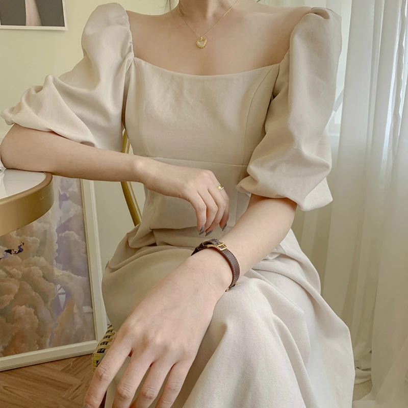 Женское винтажное платье Mozuleva хлопковое и льняное ТРАПЕЦИЕВИДНОЕ ПЛАТЬЕ с