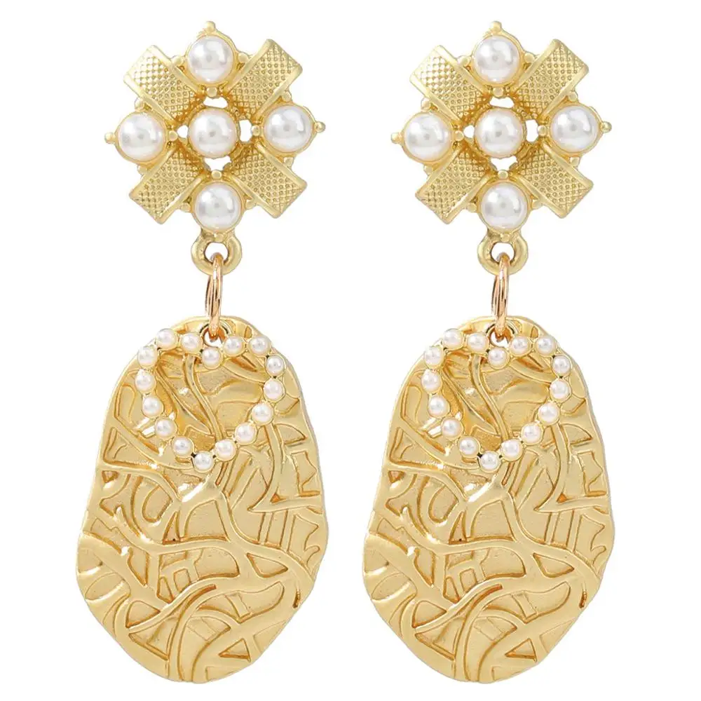 

Серьги-подвески женские металлические, с искусственным жемчугом