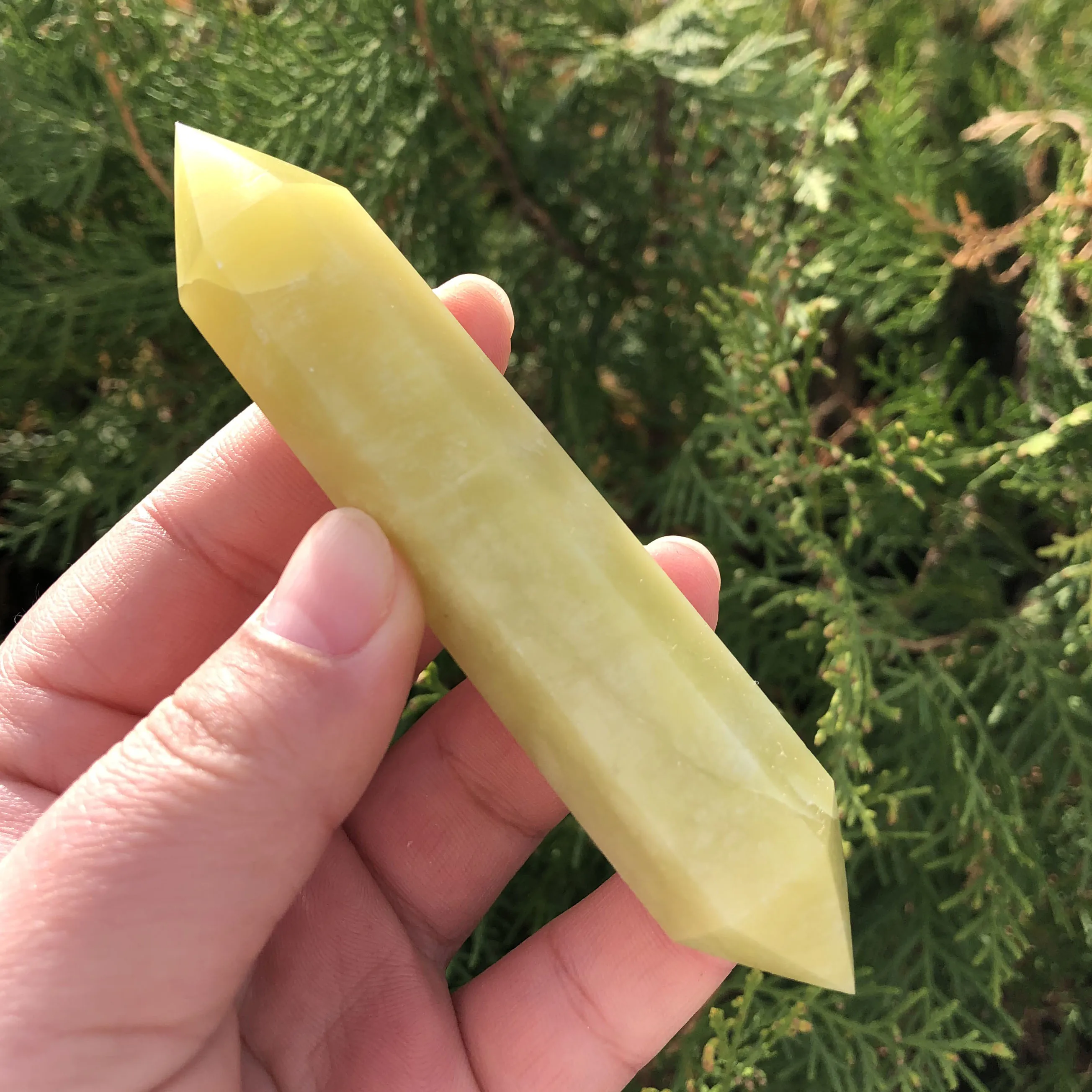 

Высококачественный натуральный лимонный камень, двойная точечная лечебная кристальная палочка для редких украшений рейки