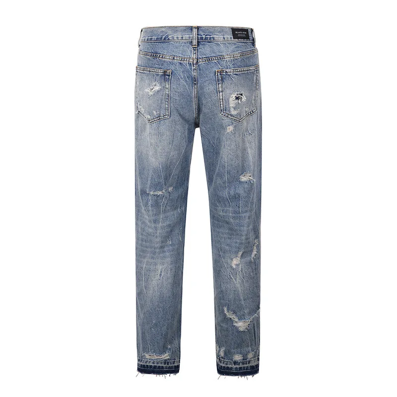2021 Vibe Style Kanye West Hole Ripped Vintage Men Pencil Jeans Trousers Retro Washed Hip Hop Slim Denim Pants Pantalon Homme | Мужская