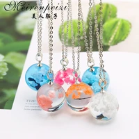 chic transparent resin rould ball moon pendant necklace women blue sky white cloud chain necklace fashion jewelry gifts for girl