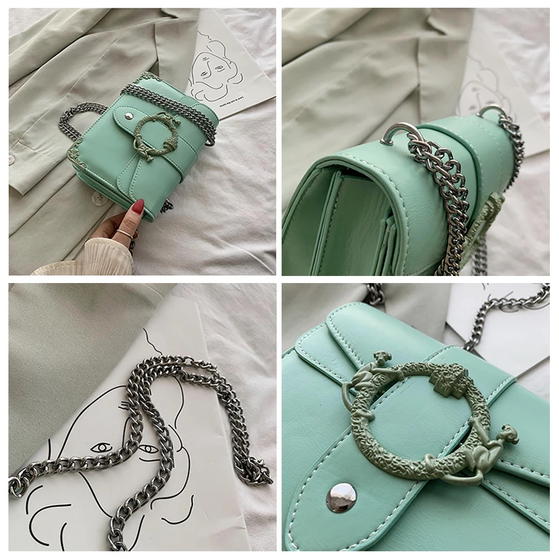

European Fashion Female Square Bag 2020 New Quality PU Leather Women's Designer Handbag Rivet Lock Chain Shoulder Messenger bags
