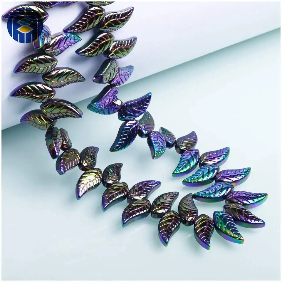 Бусины в форме листа 8x18 мм 30 шт. красочные лампворк крылья бусины для