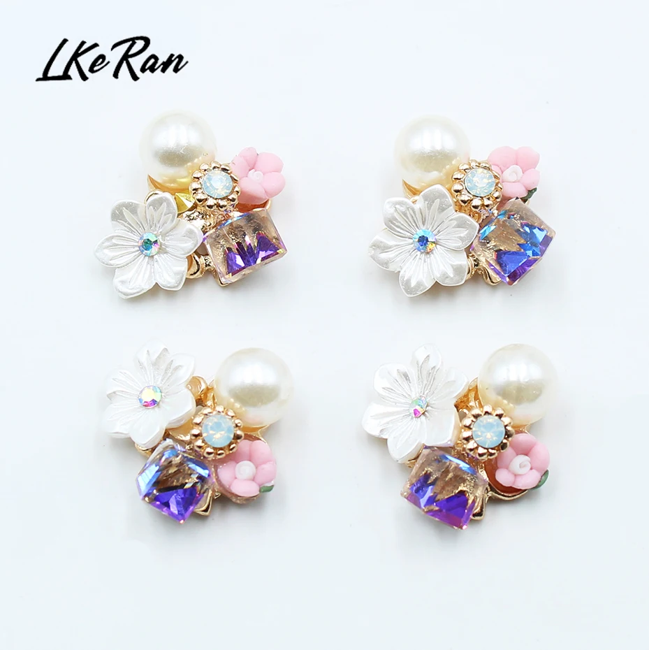 Стеклянные пуговицы Стразы в виде цветов для изготовления открыток 10 шт. 21 мм