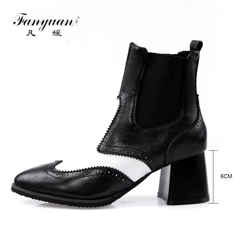 

Fanyuan Size 32-48 Women Ankle Boots Mixed Color Zipper Round Toe Women Short Boots Korean Fashion Shoes Woman High Square Heel