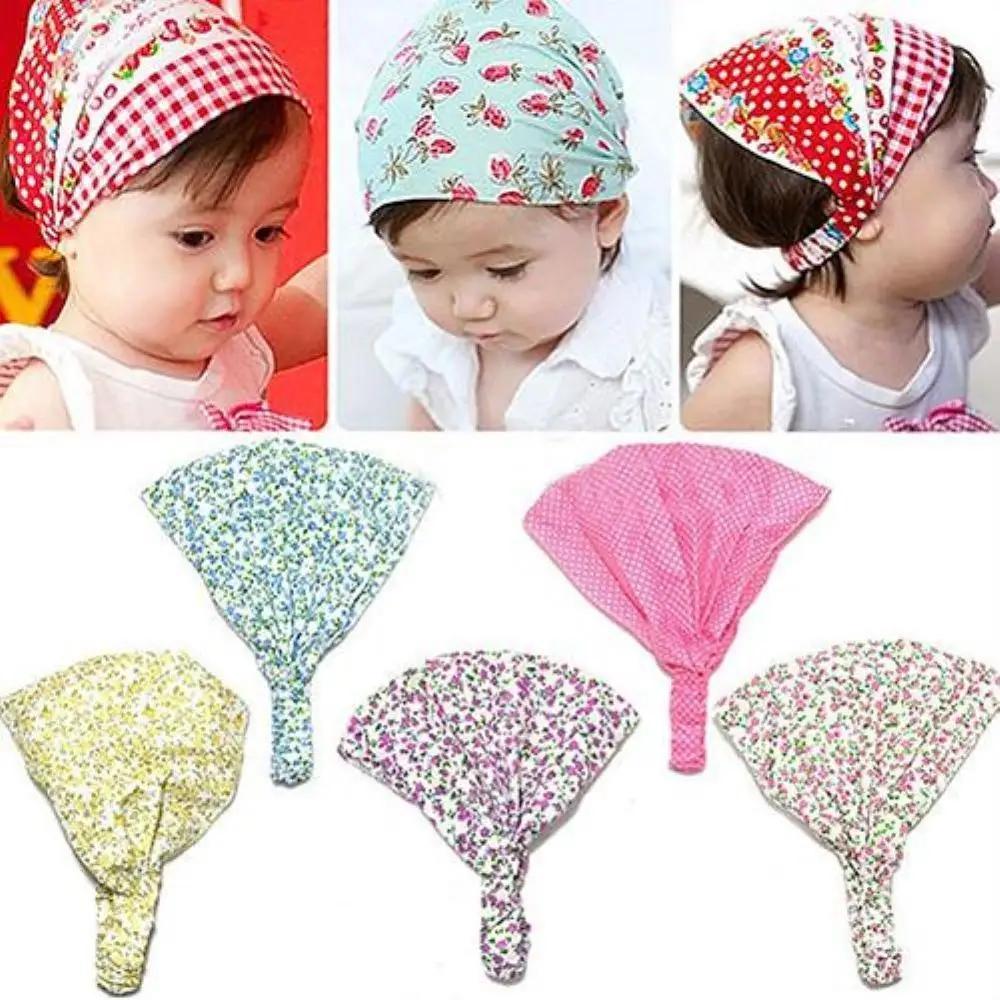 

Mädchen Floral Polka Dot Print Headscarf Cotton Elastic Headband Bandana Hat