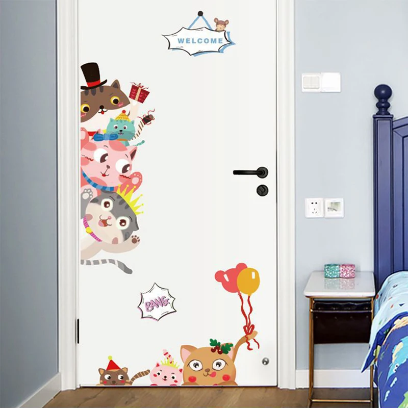 

Hand Paint Style Cartoon Door stickers Animal Wall Stickers for Kids RoomArt Design Decorative Stickers Wall Decals Home Decor