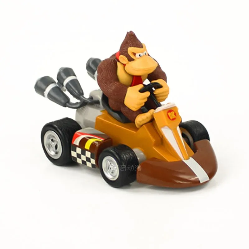 

super mario Anime bros Luigi Yoshi Cartoon Kart Pull Back racer Cars Monkey Princess Dragon Mushroom PVC Figure Toy For Kids