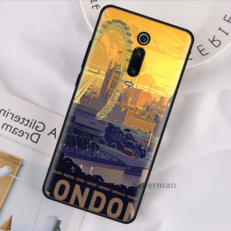 

London Bus England Telephone Case for Xiaomi Redmi Note 9S 8 8T 9 Pro Max 7 K30 Zoom K20 8A 7A 7S Black Silicone Phone Covers