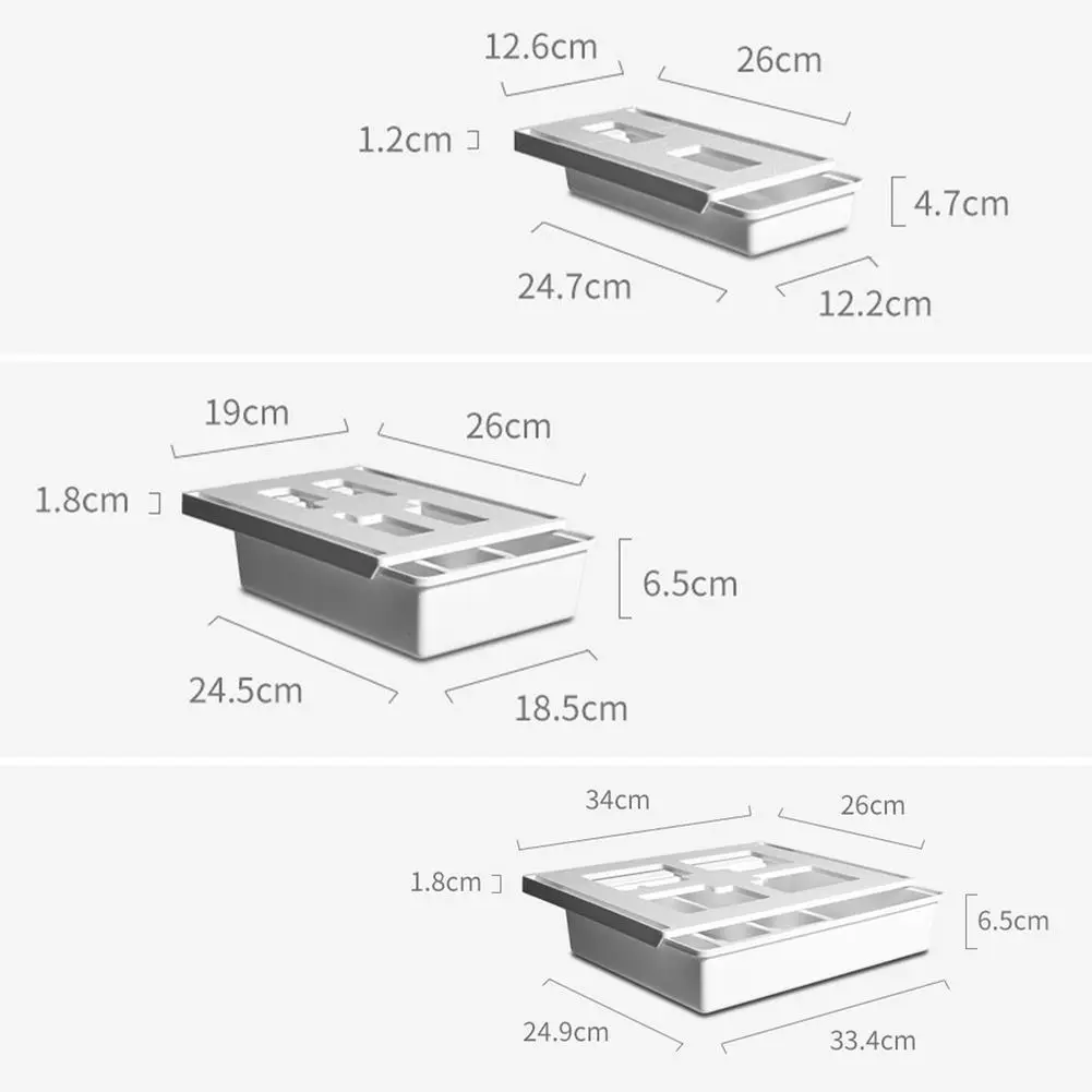 

Self Adhesive Under Desk Drawer Hidden Organizer Storage Box Holder Stationery