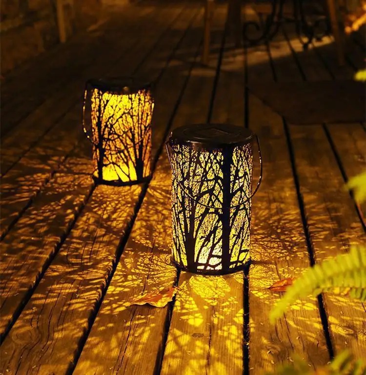 

LED Solar Lantern Metal Hanging Lights for Outdoor Garden Yard Tabletop Patio Lawn Decor