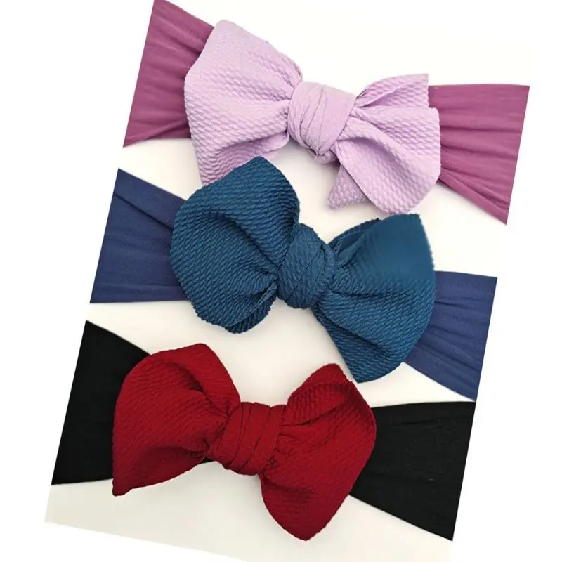 

3Pcs/Set Baby Turban Nylon Headband Newborn Infant Bowknot Wide Elastic Hairband