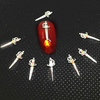 10pcs sword nail art rhinestone decoration charms foilfleuret jewelry metal nailart supply ab shiny diamond manicure accessoires