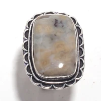 genuine ocean jasper ring silver overlay over copper hand made women jewelry gift usa size 8 75 r6810