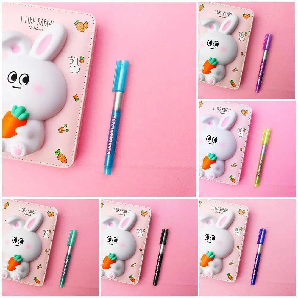 

8 Colors Metallic Double Lines Art Markers Out line Art Drawing For Calligraphy Scrapbooking Pen Pens Color Stationery M8E7