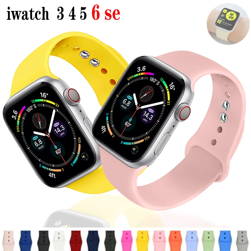 

Silicone Sport band for apple watch Series 5 6 SE 4 3 2 44MM 42MM rubber Bracelet strap for iwatch band 38MM 40MM accessories