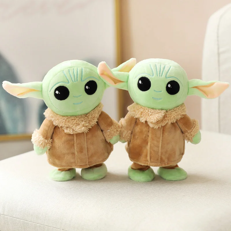 

21CM Star Wars Baby Yoda Learn To Speak Shaking Head Plush Toys Cartoon Peluche Cute Star Wisdom Master Kid Stuffed Toy for Kids