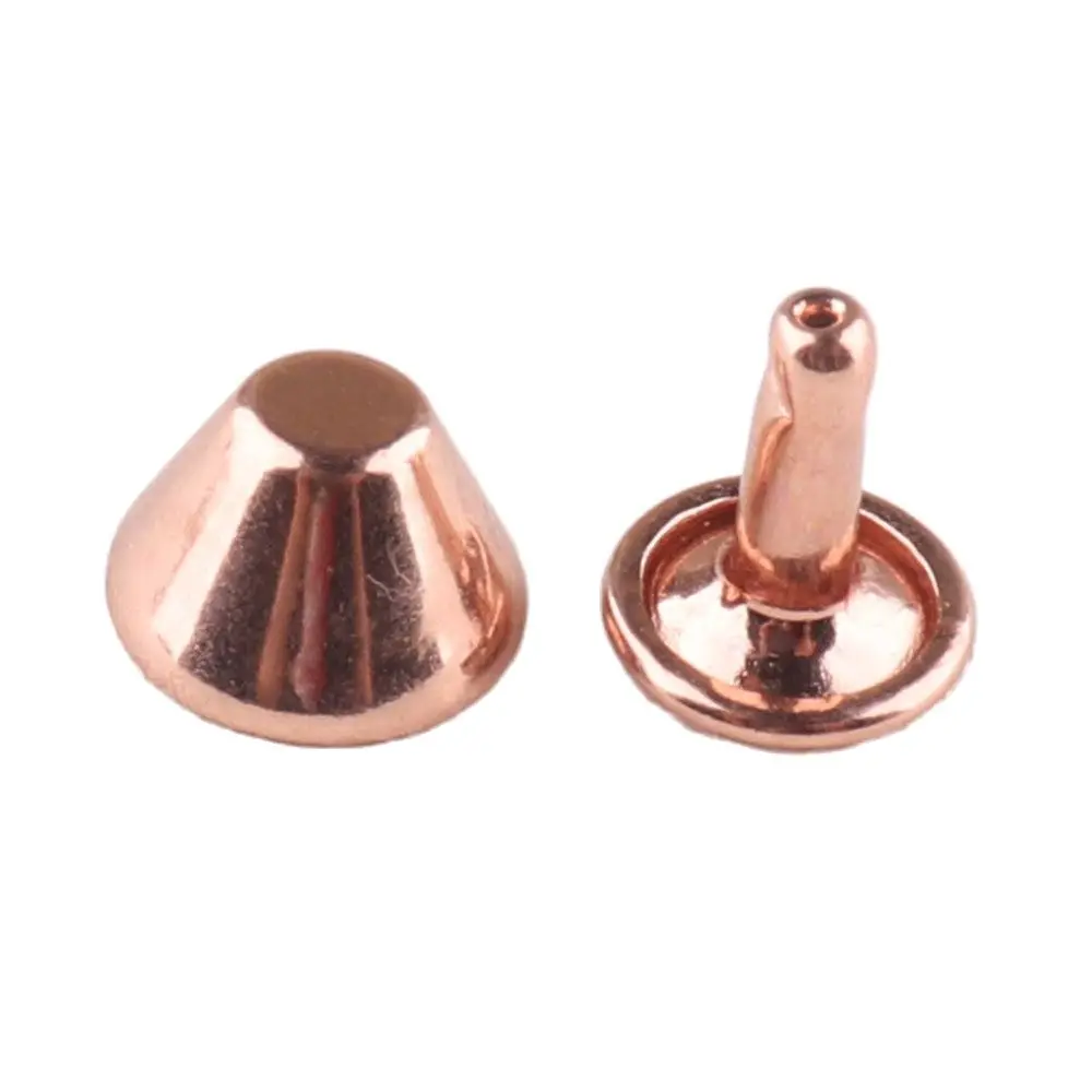 Заклепки круглые с двумя колпачками 9 х12 мм золотистые розовые 100 для кожевенного