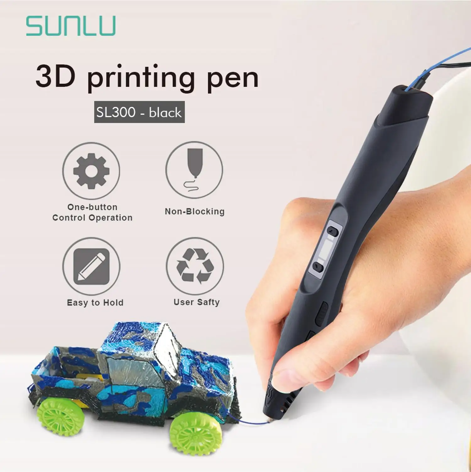 SUNLU DIY умная 3D Ручка черная Подарочная посылка сделай сам с аксессуарами для