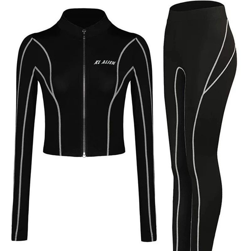 

Комплект для йоги женский короткий топ полосатый жилет бесшовные брюки леггинсы Быстросохнущий Фитнес с высокой талией Спортивная одежда ...