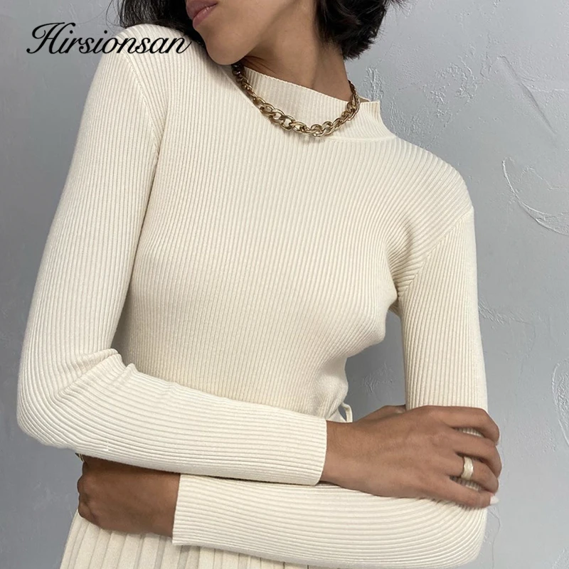 

Hirsionsan Sexy Skinny Knitted Sweater Women Bottoming Slim Fit Female Knitwear Casual Pullovers Ladies Solid Basic Jumper