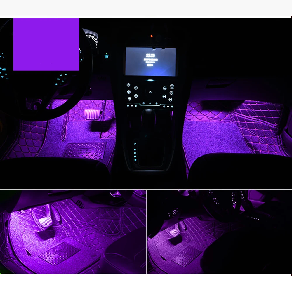 FORAUTO 4 шт. RGB Автомобильный светодиодный напольный светильник для приборной