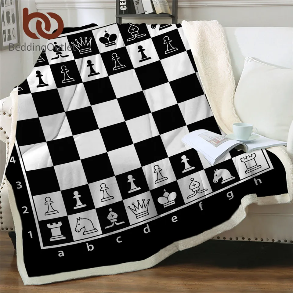 Постельные принадлежности шахматная доска одеяло для кроватей черно белые