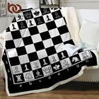 Плед BeddingOutlet для шахматной доски, черно-белое плюшевое покрывало, игровые квадраты, мягкое одеяло из шерпы для мальчиков-подростков