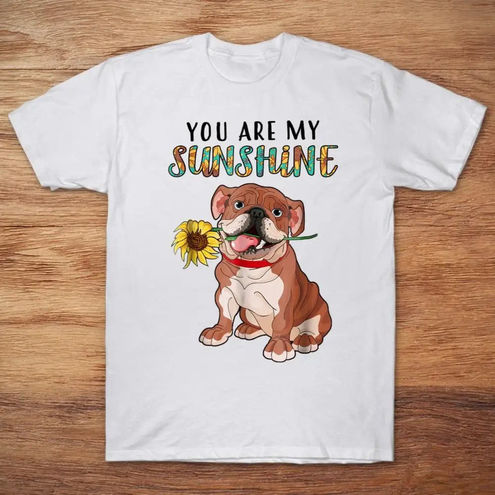 Футболка с изображением английского бульдога и подсолнуха You Are My Sunshine|Мужские