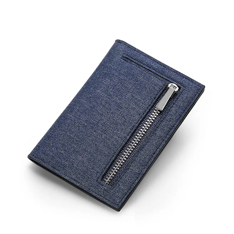 Тонкий мини-кошелек WILLIAMPOLO для мужчин и женщин кожаный джинсовый бумажник с