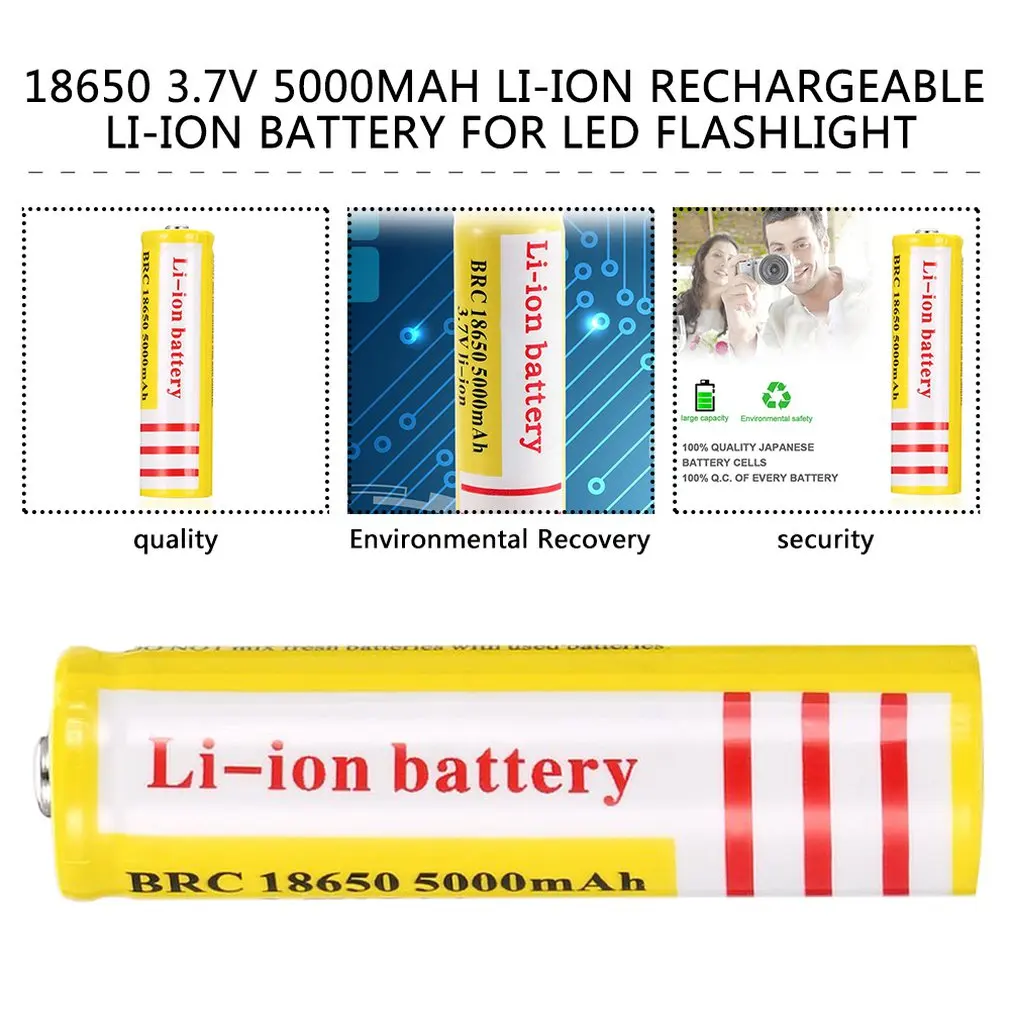 Перезаряжаемая батарея 18650 Li Ion 5000 мА · ч 3 7 В светодиодный фонарь фонарики синий