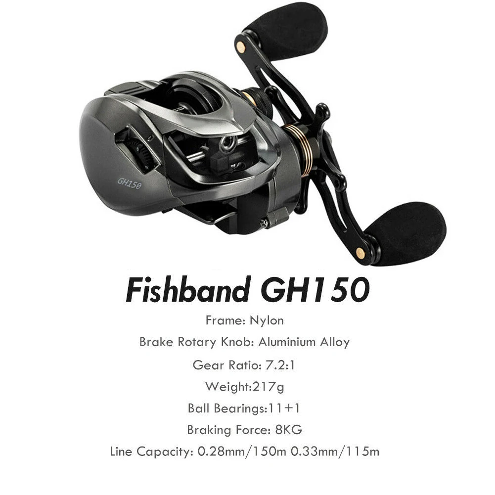 

2021 New Fishing Reel GH100 GH150 7.2:1 High Speed Gear Carp Baitcast Casting Fishing Saltwater Freshwater Reels