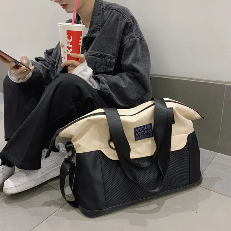 Women Large Capacity Contrast Color Nylon Shoulder Bag High Quality Waterproof Handbags Mesh Breathe Freely Totes Crossbody Bags