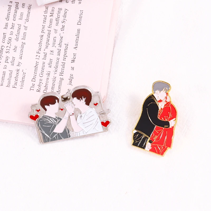 

Kpop Bangtan Boys Member Jungkook And V Lapel Pins Metal Badge Brooch Accessories Jewelry Gift for Fans Collection Accessories