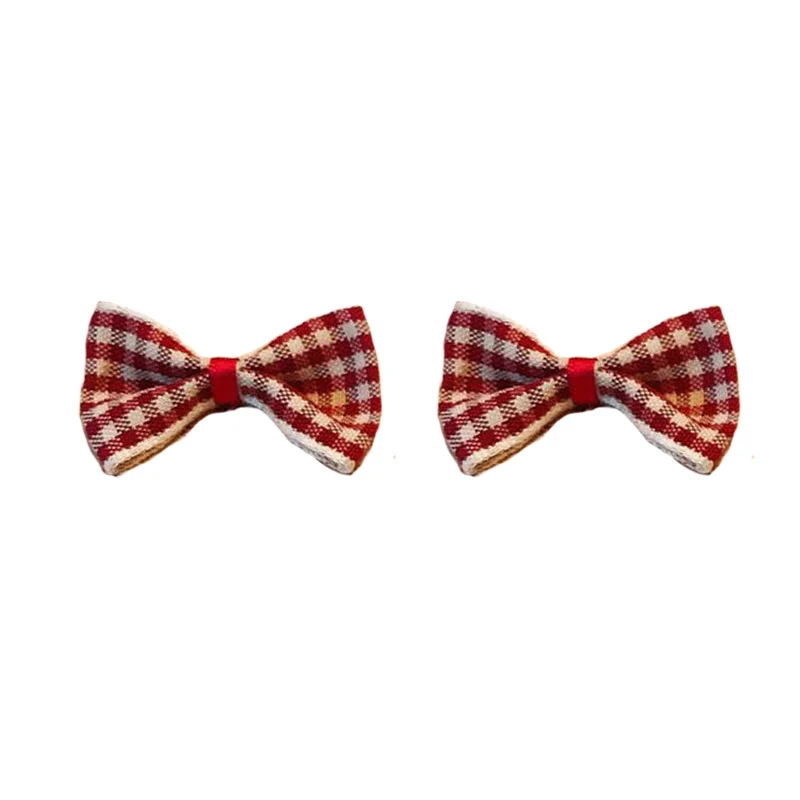 

Showa retro lovely red black white square check ribbon bow DIY handmade hair accessories Earrings accessories materials
