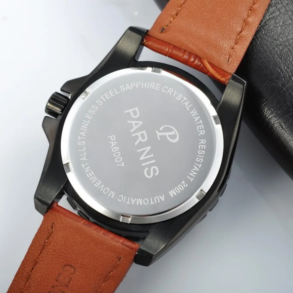 Однотонный 43 мм мужской браслет для дайвинга PARNIS 20ATM | Механические наручные часы