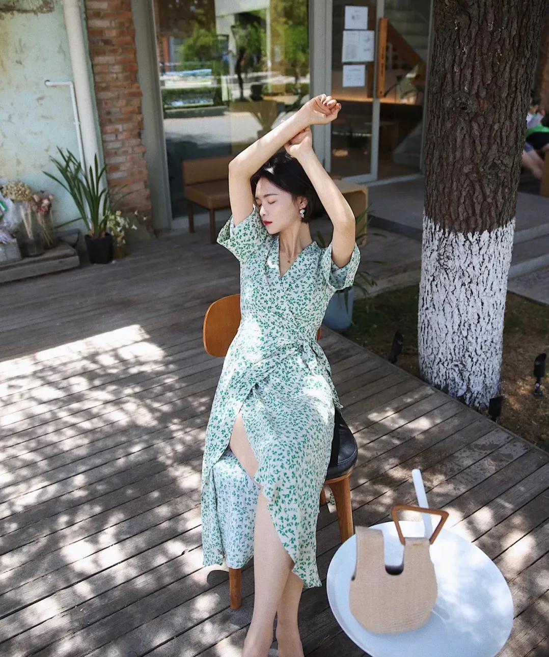 Женское платье весна лето 2020 Новое Стильное повседневное свободное зеленое