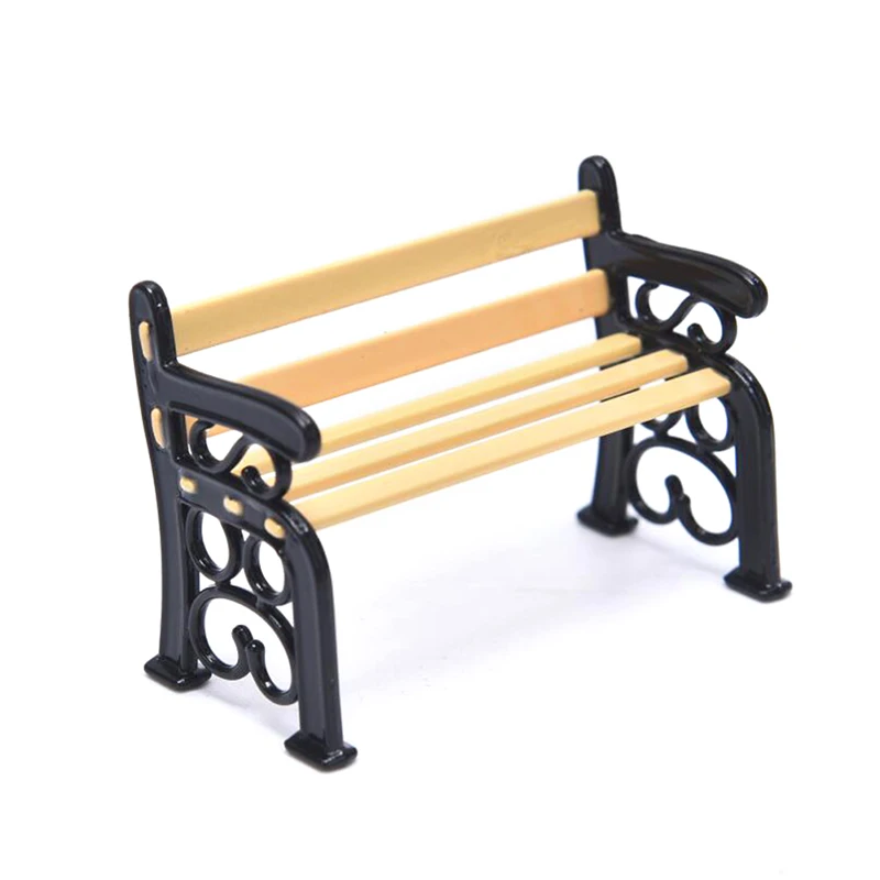 

Resin Crafts Modern Park Benches Furniture Toys Fairy Garden Miniatures Accessories Toys For Doll House Courtyard Decoration