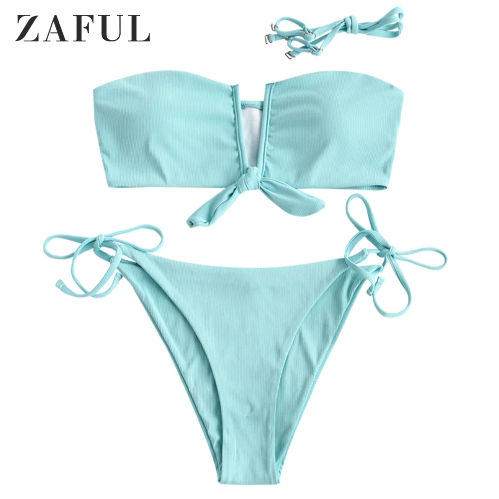 

Женский купальник бикини в рубчик