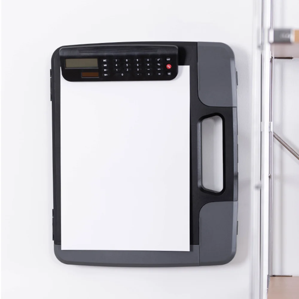 

Multifunctional A4 Files Box Document Clipboard Case with Calculator Data Files Storage Organizer for Office Business Studying (