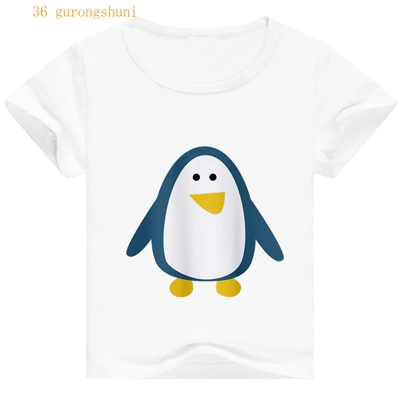 Camiseta con estampado kawaii de ping&uuml;ino para ni&ntilde;os y ni&ntilde;as, camisetas divertidas, tops, ropa para ni&ntilde;os, novedad-2