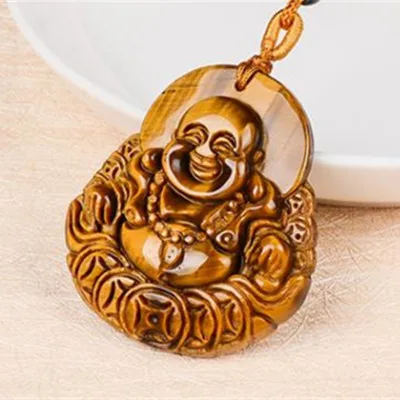 

Genuine natural tiger eye stone Maitreya Buddha Pendant Charm tiger eye stone Avalokitesvara pendant collection